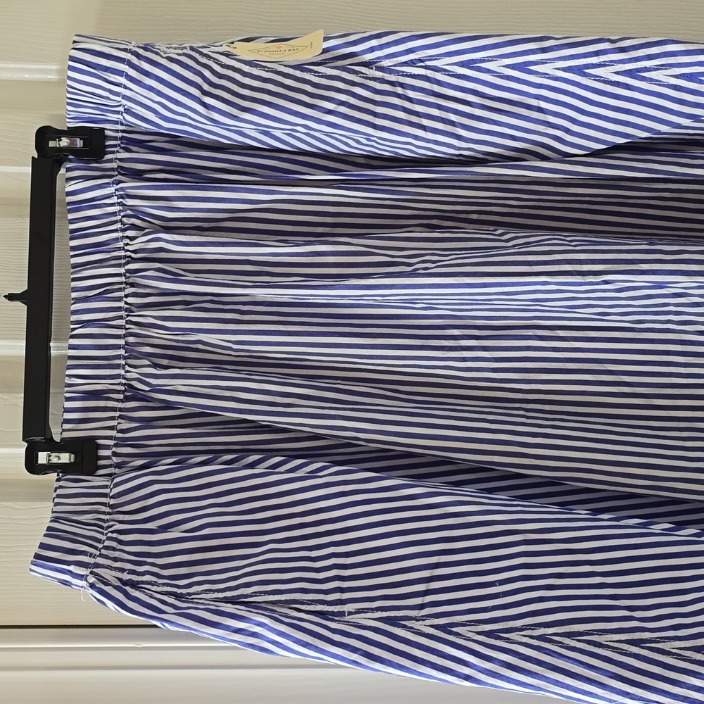 St. John's Bay Blue and White Striped Midi Skirt - Picture 3 of 13